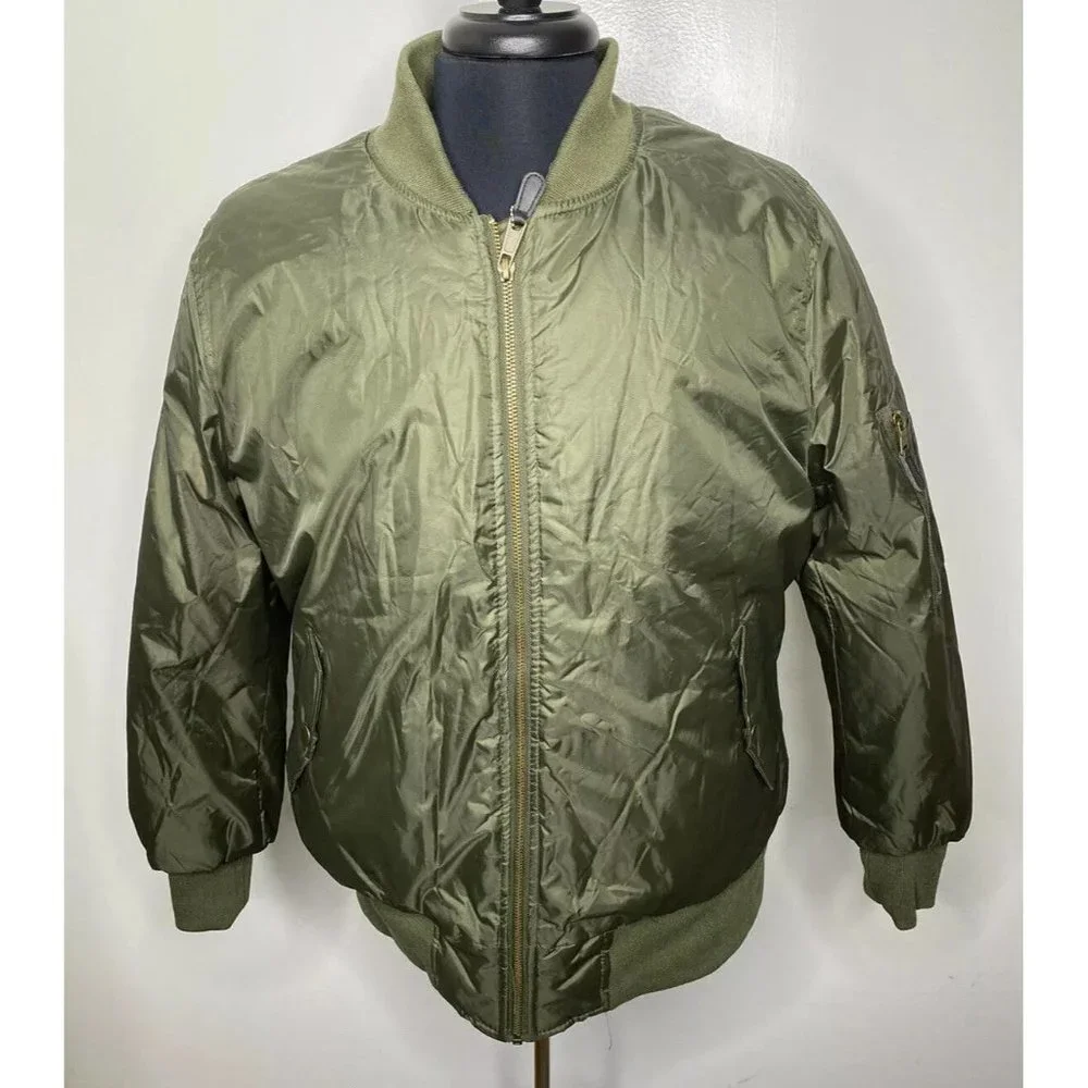 Yoki Outerwear Men's 1XL Olive Green Full‎ Zip Long Sleeve Insulated Jacket Coat